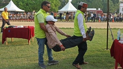 Civil defence personnel take part in the nationwide civil defence mock drill in Varanasi on May 7, 2025, (AFP) Civil defence personnel take part in the nationwide civil defence mock drill in Varanasi on May 7, 2025, (AFP)