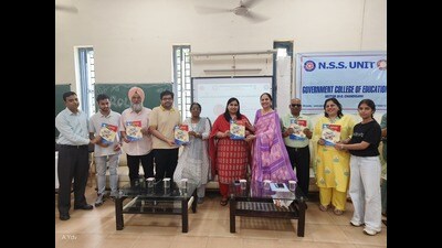 More than 85 students were felicitated during the annual prize distribution function held at Government College of Education, Sector 20, Chandigarh. (HT Photo)
