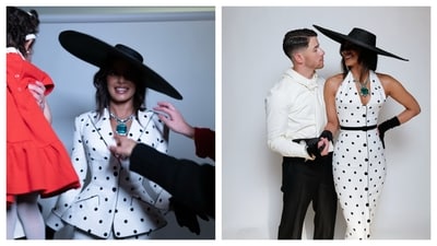 Nick Jonas took to Instagram and posted behind the scenes pictures from Met Gala 2025 preparations. The pictures feature wife Priyanka Chopra and daughter Malti Marie. (Instagram/ nickjonas)