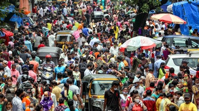 A crowded market in Mumbai. (PTI File Photo) A crowded market in Mumbai. (PTI File Photo)