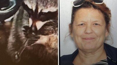 The image shows a pet raccoon named Chewy and its owner. (Facebook/Springfield Township Police Department) The image shows a pet raccoon named Chewy and its owner. (Facebook/Springfield Township Police Department)