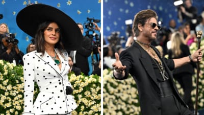 Priyanka Chopra and Shah Rukh Khan on the blue carpet of 2025 Met Gala. Priyanka Chopra and Shah Rukh Khan on the blue carpet of 2025 Met Gala.