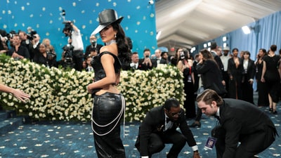 Kim Kardashian poses during Met Gala, (REUTERS)