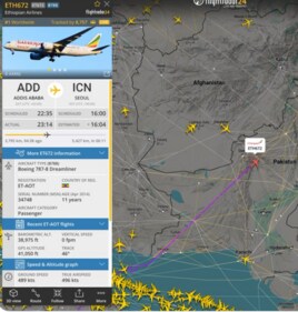 Flightradar24 route map. (X/@flightradar24) Flightradar24 route map. (X/@flightradar24)