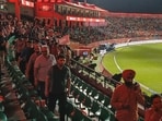 Spectators leave after the DC vs PBKS match is called off. Spectators leave after the DC vs PBKS match is called off.