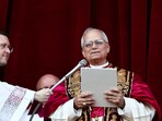 Newly elected Pope Leo XIV, Cardinal Robert Prevost of the Unites States delivers the "Urbi et Orbi" (to the city and to the world) message from the balcony of St. Peter's Basilica, at the Vatican, May 8, 2025. 