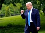 US President Donald Trump walks on the South Lawn of the White House before boarding Marine One in Washington, DC, US, on Thursday, May 1, 2025. US President Donald Trump walks on the South Lawn of the White House before boarding Marine One in Washington, DC, US, on Thursday, May 1, 2025.