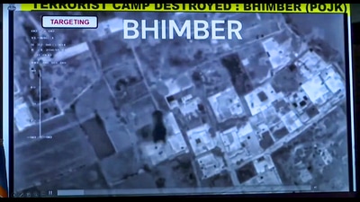 **EDS: THIRD PARTY IMAGE** In this screenshot from @MEAIndia via Youtube on May 7, 2025, Visual of an area in Bhimber being targeted as part of 'Operation Sindoor', displayed during a press conference, in New Delhi. Indian armed forces carried out missile strikes on terror targets in Pakistan and PoK under 'Operation Sindoor', in retaliation for the Pahalgam terror attack.(@MEAIndia/Youtube via PTI Photo) (PTI05_07_2025_000163B) (@MEAIndia) **EDS: THIRD PARTY IMAGE** In this screenshot from @MEAIndia via Youtube on May 7, 2025, Visual of an area in Bhimber being targeted as part of 'Operation Sindoor', displayed during a press conference, in New Delhi. Indian armed forces carried out missile strikes on terror targets in Pakistan and PoK under 'Operation Sindoor', in retaliation for the Pahalgam terror attack.(@MEAIndia/Youtube via PTI Photo) (PTI05_07_2025_000163B) (@MEAIndia)