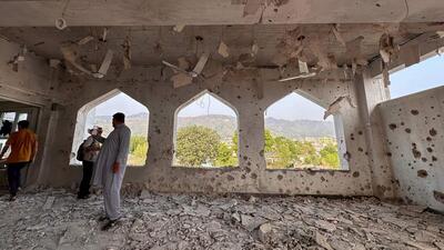 A damaged structure in the Kotli district of Pakistan-occupied Kashmir on May 7. (AFP Photo) A damaged structure in the Kotli district of Pakistan-occupied Kashmir on May 7. (AFP Photo)