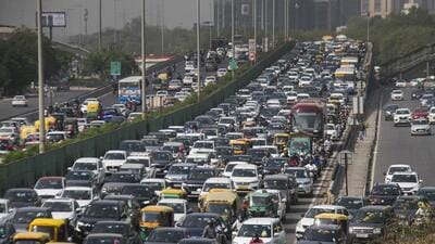 A traffic jam on the Delhi-Gurugram Expressway. (PTI)