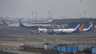 Mumbai, India - Oct. 17, 2024: MumbaiAirport closed for 6 hours, Operations temporary closure of flight operations scheduled between 11 AM and 5 PM is required for maintenance work on the airport's two cross runways, RWY 09/27 and RWY 14/32 in Mumbai, India, on Thursday, October 17, 2024. (Photo by Satish Bate/ Hindustan Times) (Hindustan Times) Mumbai, India - Oct. 17, 2024: MumbaiAirport closed for 6 hours, Operations temporary closure of flight operations scheduled between 11 AM and 5 PM is required for maintenance work on the airport's two cross runways, RWY 09/27 and RWY 14/32 in Mumbai, India, on Thursday, October 17, 2024. (Photo by Satish Bate/ Hindustan Times) (Hindustan Times)