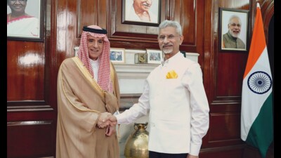 Saudi Arabia’s minister of state for foreign affairs Adel al-Jubeir with external affairs minister S Jaishankar. (X) Saudi Arabia’s minister of state for foreign affairs Adel al-Jubeir with external affairs minister S Jaishankar. (X)