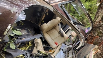 Relief and rescue operations are underway, with administration and emergency teams present at the crash site. (HT Photo) Relief and rescue operations are underway, with administration and emergency teams present at the crash site. (HT Photo)
