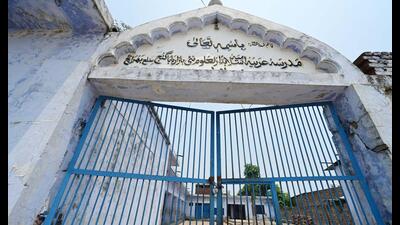 A madrasa in Bahraich locked by state authorities. (Deepak Gupta/HT) A madrasa in Bahraich locked by state authorities. (Deepak Gupta/HT)