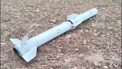An undetonated missile that landed in a secluded spot near Kumahi Devi village of Hoshiarpur district of Punjab on Thursday night. (HT Photo) An undetonated missile that landed in a secluded spot near Kumahi Devi village of Hoshiarpur district of Punjab on Thursday night. (HT Photo)