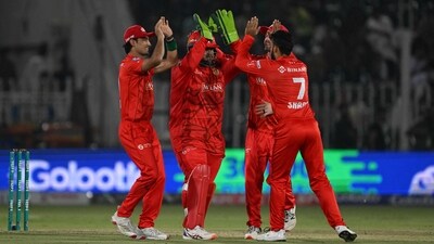 Islamabad United' s Shadab Khan(R) celebrates the wicket of Multan Sultans' Mohammad Rizwan (not pictured) during the Pakistan Super League (PSL) (AFP) Islamabad United' s Shadab Khan(R) celebrates the wicket of Multan Sultans' Mohammad Rizwan (not pictured) during the Pakistan Super League (PSL) (AFP)