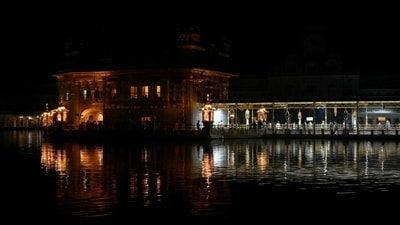 A general view of the Golden Temple during a blackout amid a surge in border tensions, in Amritsar on May 9 (AFP)