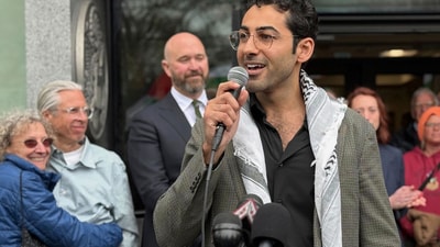 Mohsen Mahdawi speaks outside the courthouse after a judge released the Palestinian student activist on Wednesday, April 30, 2025 in Burlington, Vt. (AP/File Photo) Mohsen Mahdawi speaks outside the courthouse after a judge released the Palestinian student activist on Wednesday, April 30, 2025 in Burlington, Vt. (AP/File Photo)