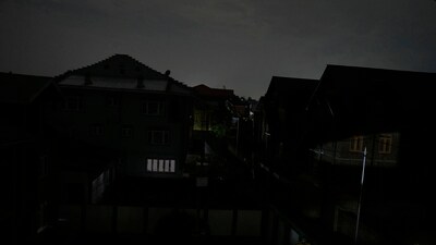 A blackout is seen after residents of the city of Jammu reported hearing explosions and sirens in Srinagar on Thursday, May 8, 2025. (AP)