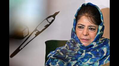 Mehbooba Mufti, former chief minister and president of Jammu and Kashmir People's Democratic Party (PDP) addresses a press conference in Srinagar on Friday. (AFP)