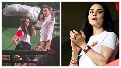 Preity Zinta asked fans to vacate Dharamshala stadium after Punjab Kings Vs Delhi Capitals match was cancelled on Thursday. (Instagram) Preity Zinta asked fans to vacate Dharamshala stadium after Punjab Kings Vs Delhi Capitals match was cancelled on Thursday. (Instagram)