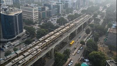 The Millennium City Centre Metro Station in Gurugram Sector 44. (Parveen Kumar/HT Photo)