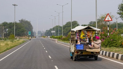 A tempo plies on the Attari-Wagah road amid rise in tension between India and Pakistan, in Punjab's Amritsar on May 9, 2025. (PTI) A tempo plies on the Attari-Wagah road amid rise in tension between India and Pakistan, in Punjab's Amritsar on May 9, 2025. (PTI)