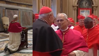 Pope Leo XIV embraced each of the 133 cardinals who participated in the conclave that elected him. (x/@VaticanNews) Pope Leo XIV embraced each of the 133 cardinals who participated in the conclave that elected him. (x/@VaticanNews)