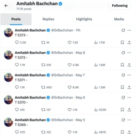 Amitabh Bachchan's Twitter feed. Amitabh Bachchan's Twitter feed.