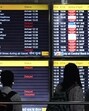 Flight Information at Terminal 3 of IGI Airport on Friday. (Vipin Kumar/HT Photo)