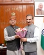 Himachal Pradesh chief minister Sukhvinder Singh Sukhu meets state governor Shiv Pratap Shukla at Raj Bhavan in Shimla on Friday. (ANI)