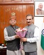 Himachal Pradesh chief minister Sukhvinder Singh Sukhu meets state governor Shiv Pratap Shukla at Raj Bhavan in Shimla on Friday. (ANI)