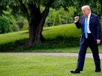 US President Donald Trump walks on the South Lawn of the White House before boarding Marine One in Washington, DC, US, on Thursday, May 1, 2025. US President Donald Trump walks on the South Lawn of the White House before boarding Marine One in Washington, DC, US, on Thursday, May 1, 2025.