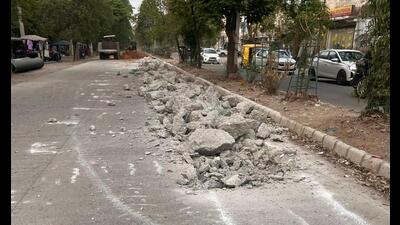 A recently built road in Focal Point area dug up for installation of water pipeline in Ludhiana. (HT Photo) A recently built road in Focal Point area dug up for installation of water pipeline in Ludhiana. (HT Photo)