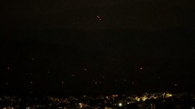 India's air defence system intercepts objects in the sky, after India-Pakistan ceasefire announcement, in the city of Jammu, May 10, 2025. (REUTERS)