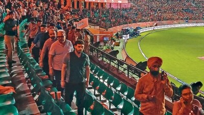 Spectators leave after the Indian Premier League (IPL) Twenty20 cricket match between Punjab Kings and Delhi Capitals was abandoned at the Himachal Pradesh Cricket Association Stadium in Dharamsala on May 8, 2025.
Photo: Shammi MEHRA / AFP Spectators leave after the Indian Premier League (IPL) Twenty20 cricket match between Punjab Kings and Delhi Capitals was abandoned at the Himachal Pradesh Cricket Association Stadium in Dharamsala on May 8, 2025.
Photo: Shammi MEHRA / AFP