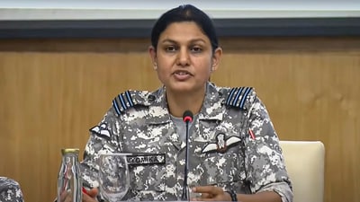 IAF officer Wing Commander Vyomika Singh addresses the media on 'Operation Sindoor', in New Delhi. (X/@MEAIndia) IAF officer Wing Commander Vyomika Singh addresses the media on 'Operation Sindoor', in New Delhi. (X/@MEAIndia)