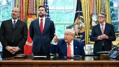 US President Donald Trump posted about the India-Pakistan ceasefire on Saturday (AFP) US President Donald Trump posted about the India-Pakistan ceasefire on Saturday (AFP)