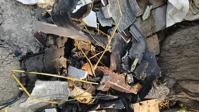 Fragments of debris from projectiles were found in Punjab's Amritsar after Pakistani military attacked 26 locations in India on Friday night. (Sameer Sehgal/Hindustan Times) Fragments of debris from projectiles were found in Punjab's Amritsar after Pakistani military attacked 26 locations in India on Friday night. (Sameer Sehgal/Hindustan Times)