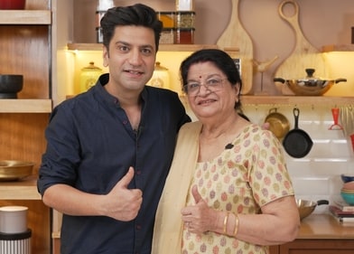 Chef Kunal Kapur with his mother Veena Kapur