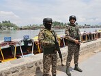 Paramilitary soldiers on the banks of Dal Lake in Srinagar, 10 May 2025 Paramilitary soldiers on the banks of Dal Lake in Srinagar, 10 May 2025