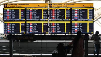 A passenger checks flight status at T3 of IGI Airport. (Vipin Kumar/HT Photo) A passenger checks flight status at T3 of IGI Airport. (Vipin Kumar/HT Photo)