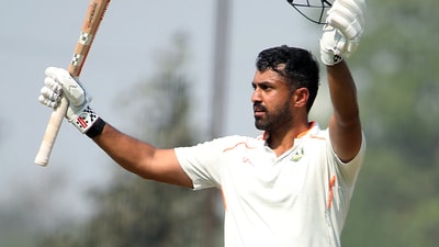 Vidarbha's Karun Nair celebrates his century during Day 4 of the Ranji Trophy final (Snehal Sontakke) Vidarbha's Karun Nair celebrates his century during Day 4 of the Ranji Trophy final (Snehal Sontakke)