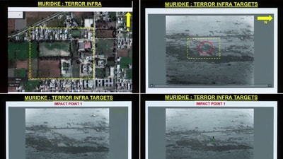 The before and after missile impact at Muridke. (ANI Video Grab) The before and after missile impact at Muridke. (ANI Video Grab)