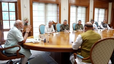 Prime Minister Narendra Modi chairs a high-level meeting at his residence in New Delhi on Sunday. (ANI) Prime Minister Narendra Modi chairs a high-level meeting at his residence in New Delhi on Sunday. (ANI)