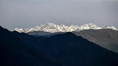 The snowcapped Himalayan mountain range as pictured from the border town of Poonch in Jammu region on Sunday. (AFP) The snowcapped Himalayan mountain range as pictured from the border town of Poonch in Jammu region on Sunday. (AFP)