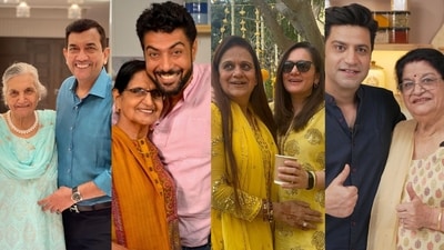 Chefs Sanjeev Kapoor, Ranveer Brar, Garima Arora and Kunal Kapur with their moms