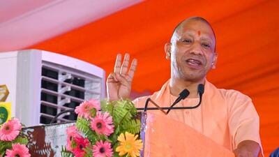 Uttar Pradesh chief minister Yogi Adityanath addressing a gathering in Gorakhpur on Sunday. (HT Photo)
