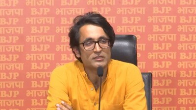 BJP spokesperson Pradeep Bhandari during a press conference. (X/BJP) BJP spokesperson Pradeep Bhandari during a press conference. (X/BJP)