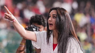 Preity Zinta expressed her gratitude to the people who were present in Dharamshala stadium for not panicking. ((PTI Photo/Ravi Choudhary) (PTI04_08_2025_000597A)) Preity Zinta expressed her gratitude to the people who were present in Dharamshala stadium for not panicking. ((PTI Photo/Ravi Choudhary) (PTI04_08_2025_000597A))